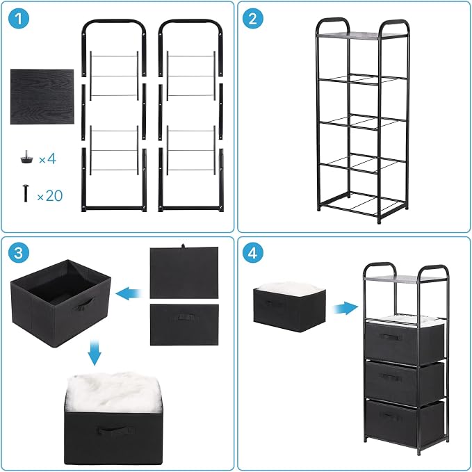 MAX Houser 4 Drawer Fabric Dresser Tall Storage Tower, Dresser Chest - Image 8