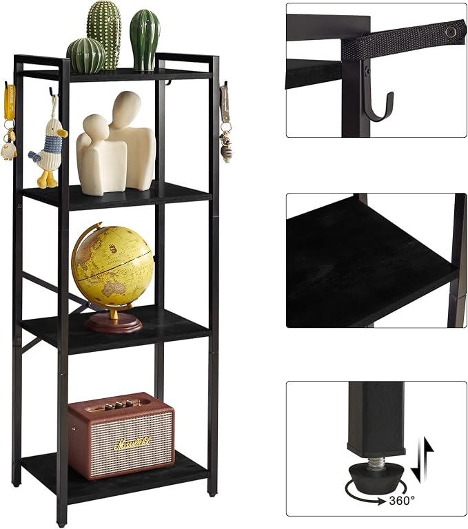 YMYNY Bookcase, 4-Tier Narrow Ladder Bookshelf, Freestanding Shelving Unit - Image 6