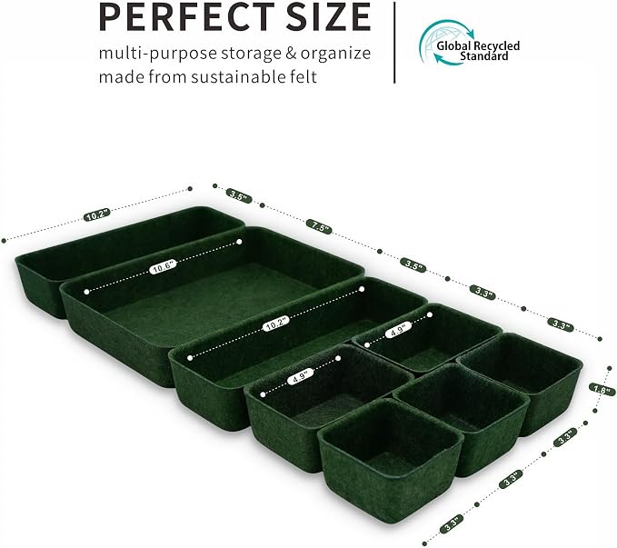 Welaxy Desk drawer organizer bins shallow trays felt storage desktop box - Image 7