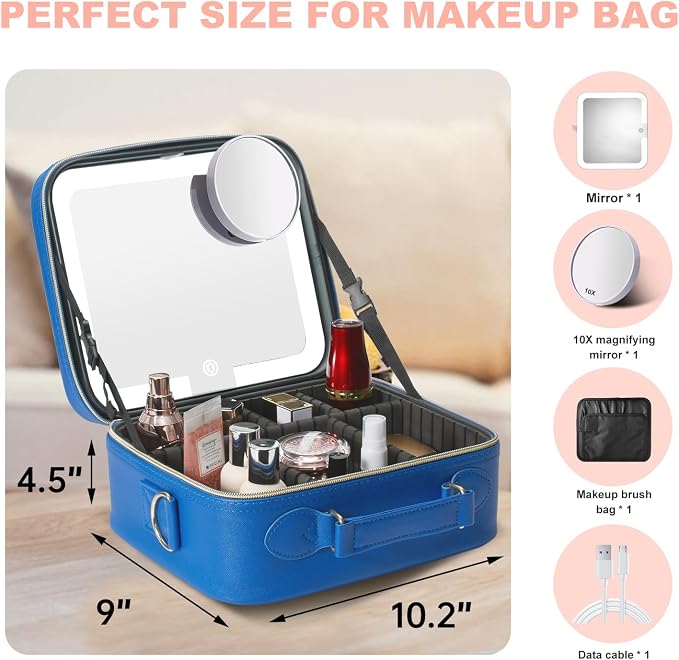 Mocado Travel Makeup Bag with LED Lighted Mirror, Travel Makeup Organizer - Image 8