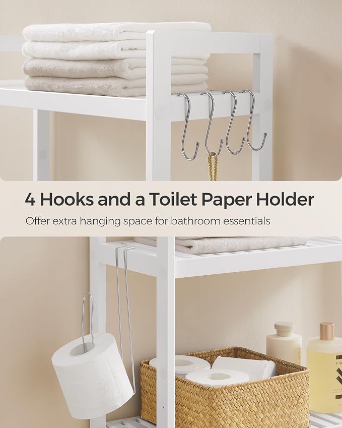 SONGMICS Over The Toilet Storage, 3-Tier Over Toilet Bathroom Organizer - Image 8