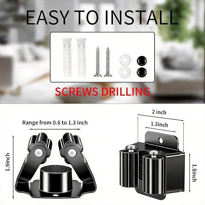4 Pcs Broom Holder Wall Mount, Broom Hanger Mop Holder Rack Handle - Image 6