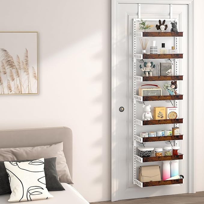 bukfen Over the Door Pantry Organizer, 8-Tier Adjustable Wooden Basket Kitchen - Image 9