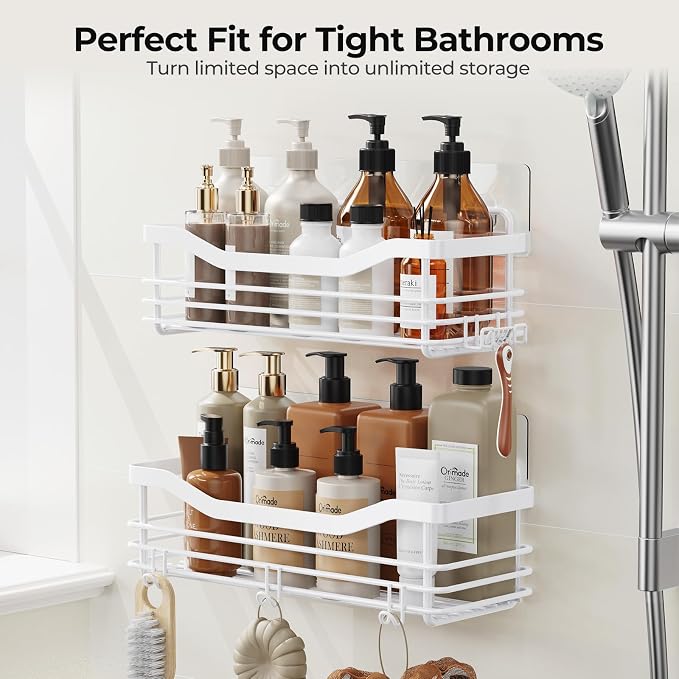 Orimade Shower Caddy Basket Shelf Storage Rack, No Drilling Wall Mounted - Image 9