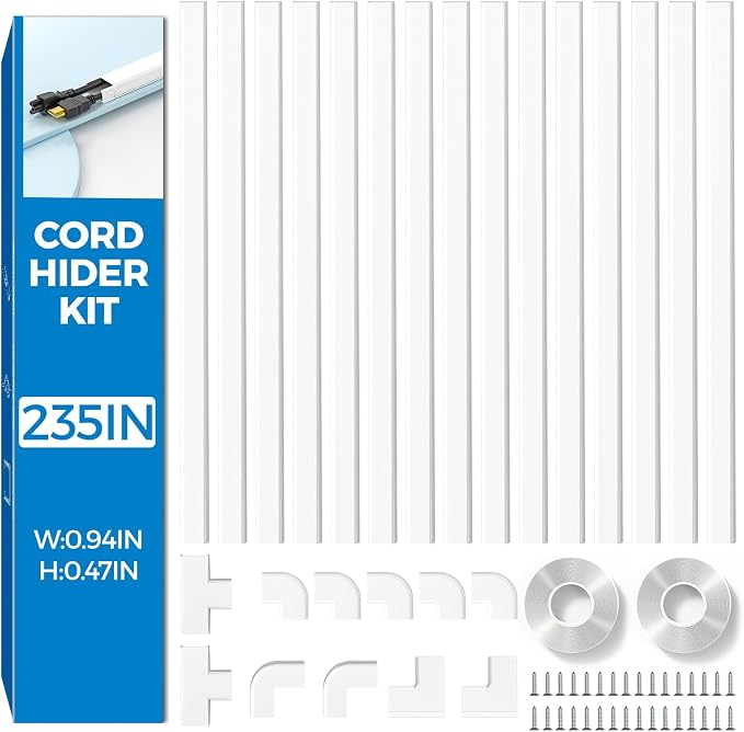 Yecaye 235in Wall Cord Hider for 2-3 Cords, On-Wall Cord Cover Channel - Image 7