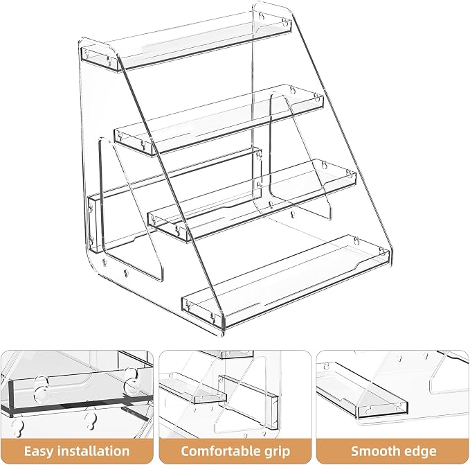 JOYZAN Clear Riser Display Stands 4 Tier Display Shelf Tiered Display Rack | - Image 8