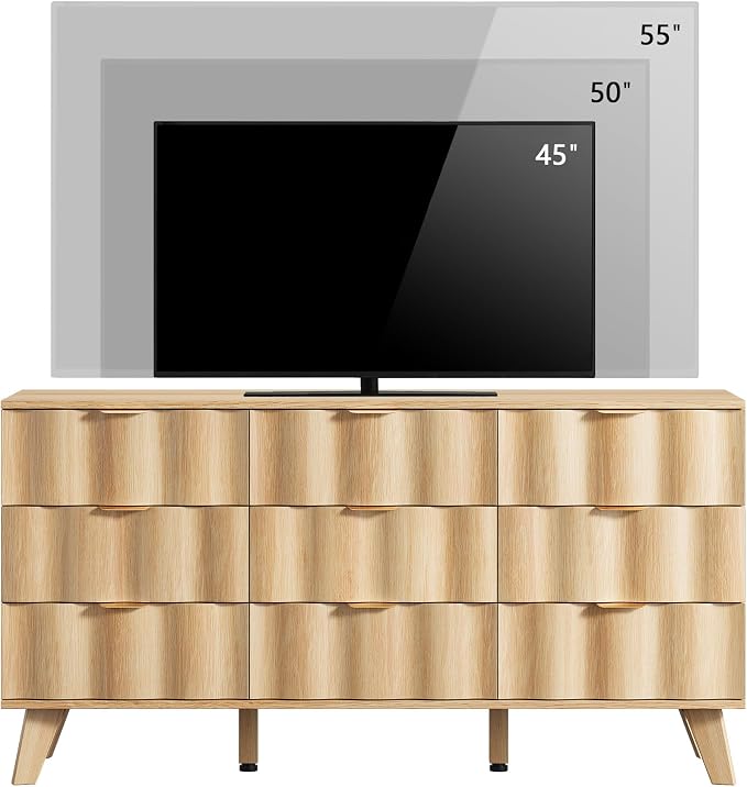 9 Drawer Dresser, Modern Fluted Storage Dresser - Image 8