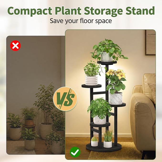 ASZOLA 4 Tiered Wood Plant Stand Indoor Corner - Image 9