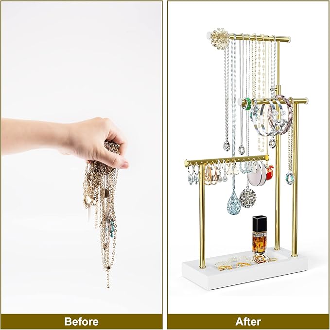 SRIWATANA Jewelry Organizer Display Extra Tall Necklace Holder 3 Tier Jewelry - Image 7