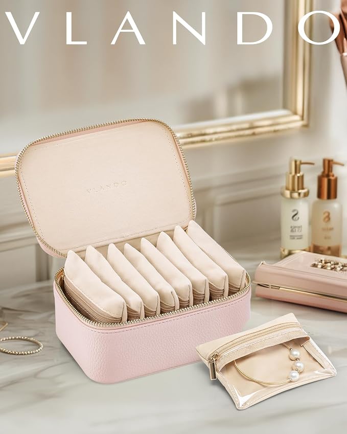 Vlando Jewelry Box with 8 Velvet Jewelry Bags Travel Jewelry Case - Image 5