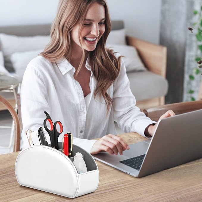 FINTIE Remote Control Holder, 5 Compartments Vegan Leather TV Remoter Caddy - Image 7