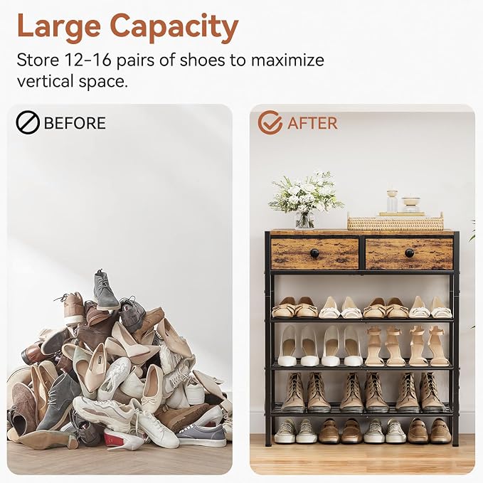 Shoe Rack for Entryway, 4 Tier Shoe Organizer - Image 8