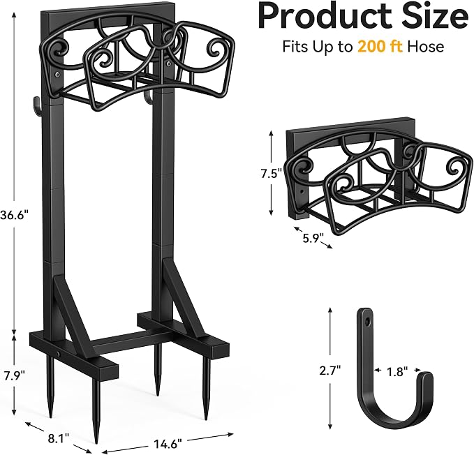 Garden Hose Holder Stand, Freestanding Metal Water Hose Storage Rack - Image 7