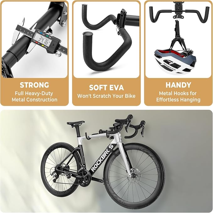 ROCKBROS Horizontal Bike Wall Mount, Adjustable Wall Bike Mount Hanger - Image 7