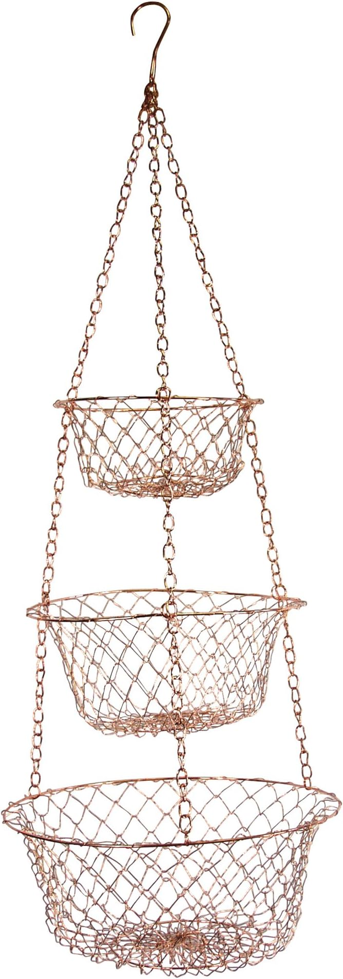 Fox Run 3-Tier Copper Kitchen Hanging Fruit Baskets - Image 8