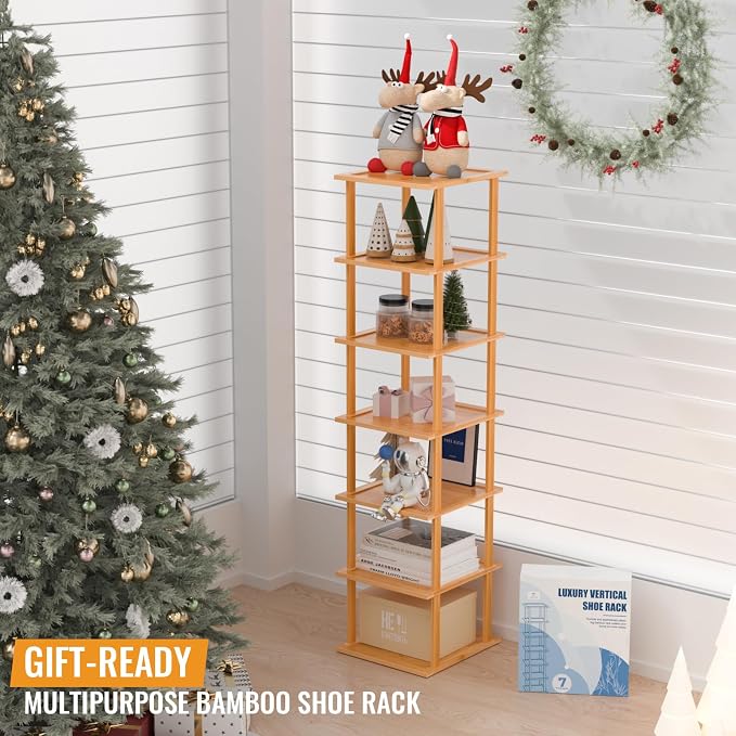 Bamboo Free Standing Shoe Rack Shelf Multi Tier Tall Wooden Stackable Shoes - Image 7