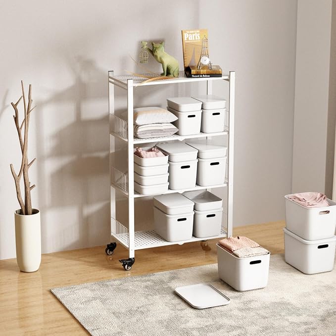 Folding Storage Shelves No Assembly, 4 Tier Foldable Storage Shelves - Image 6