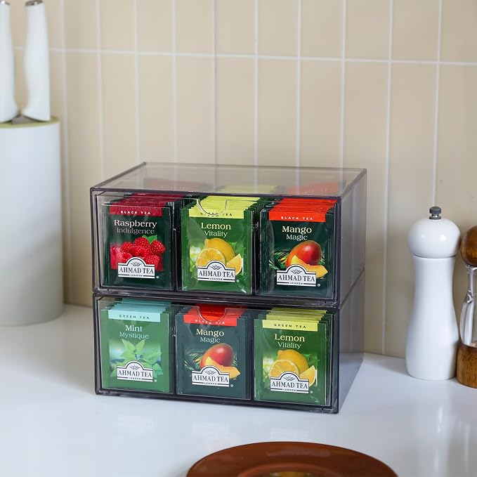 CLUQMEIK 2 Large Acrylic Tea Bag Organizer, 9 Grids Tea Organizers and Storage - Image 8