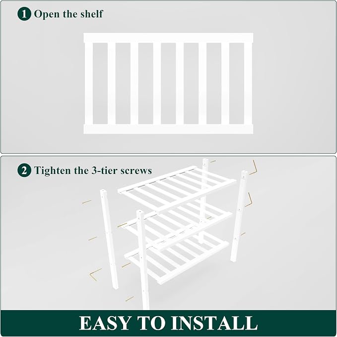 Smiry Bamboo Shoe Rack for Closet, 3 Tier Small Wooden Stackable Shoe Organizer - Image 6