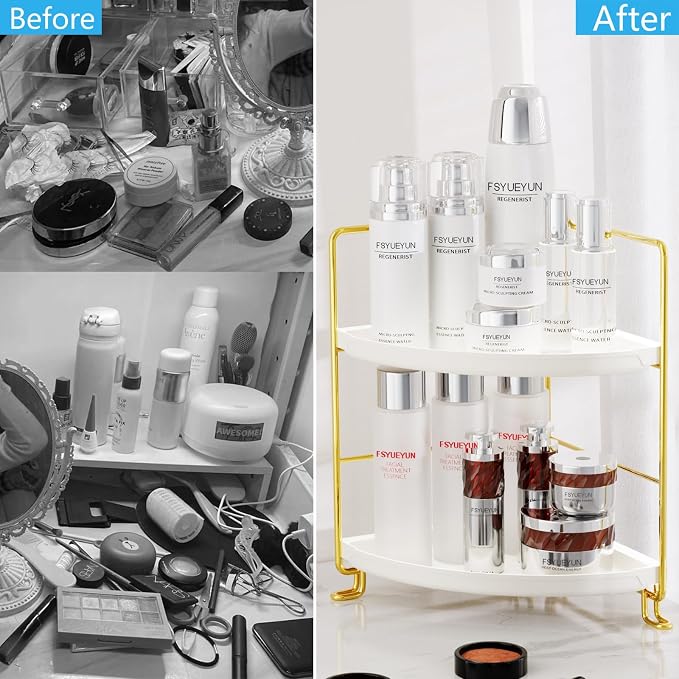 FSyueyun 2-Tier Corner Bathroom Counter Organizer, Tool-Less Installation - Image 8