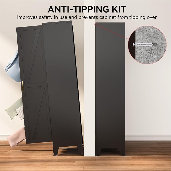COFaR 67" Metal Pantry Cabinet, Slim Freestanding Cupboard - Image 7