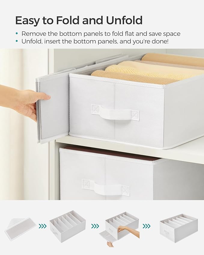 SONGMICS Set of 2 Large Size Wardrobe Clothes Organizers, 6-Compartment - Image 6