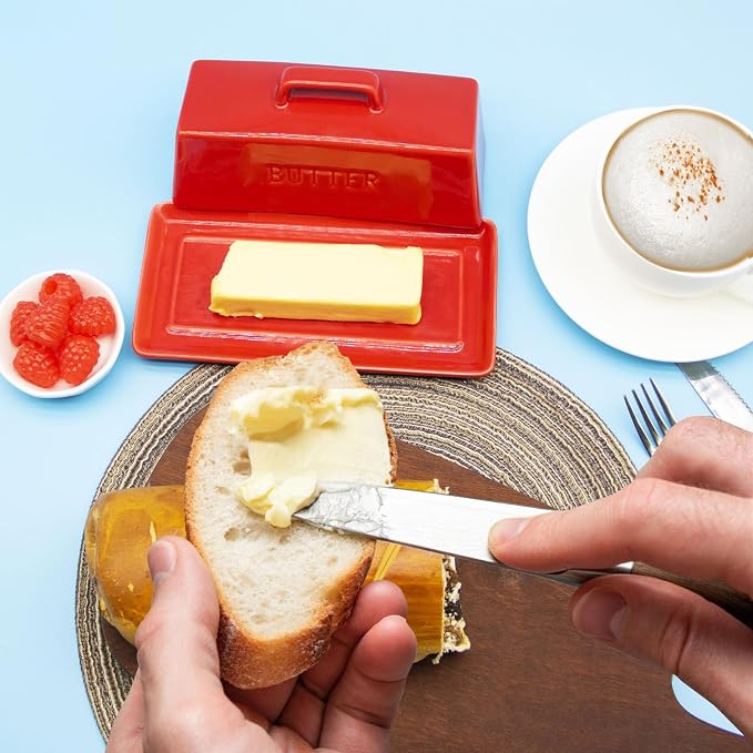 Ceramic Butter Dish With Lid for Countertop, Covered Butter Holder With Lid - Image 7