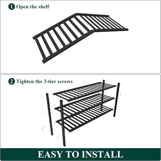 Smiry Bamboo Shoe Rack for Closet, 3 Tier Long Wooden Stackable Shoe Organizer - Image 4