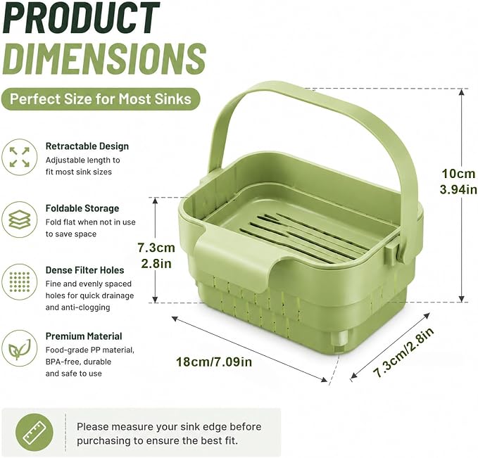 Foldable Hanging Sink Drain Basket, 2026 New Stretchable Colander - Image 8