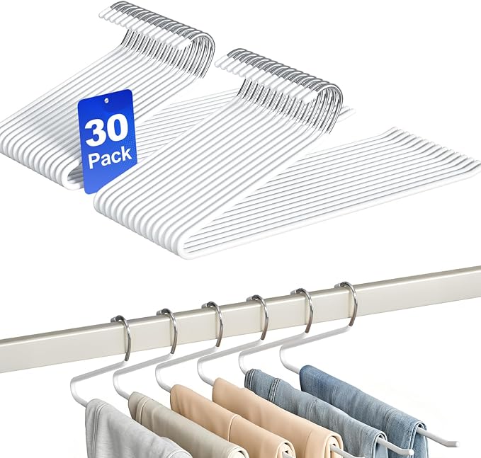30 Pack Open Ended Metal Pant Hangers, Space Saving Non Slip Clothes Hangers - Image 8