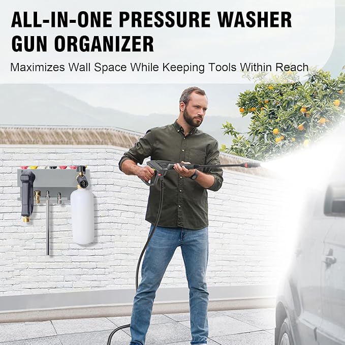 Wall Mounted Pressure Washer Gun & Foam Cannon Holder, Car Wash Accessories - Image 9