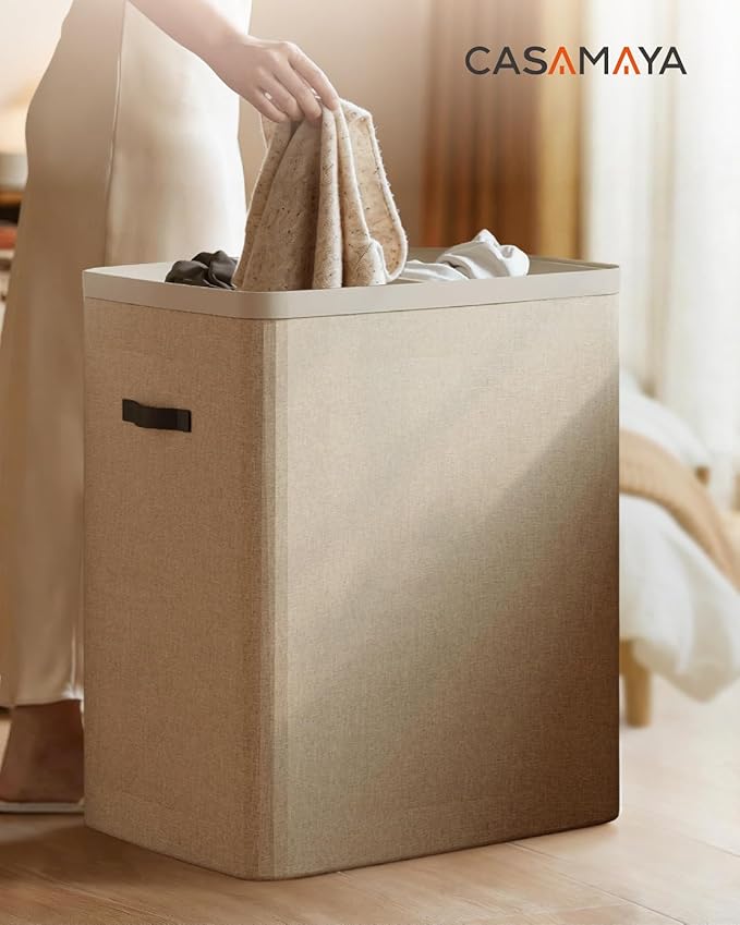 CASAMAYA Laundry Basket with Lid, Laundry Hamper 2 Section, 170L collapsible - Image 7