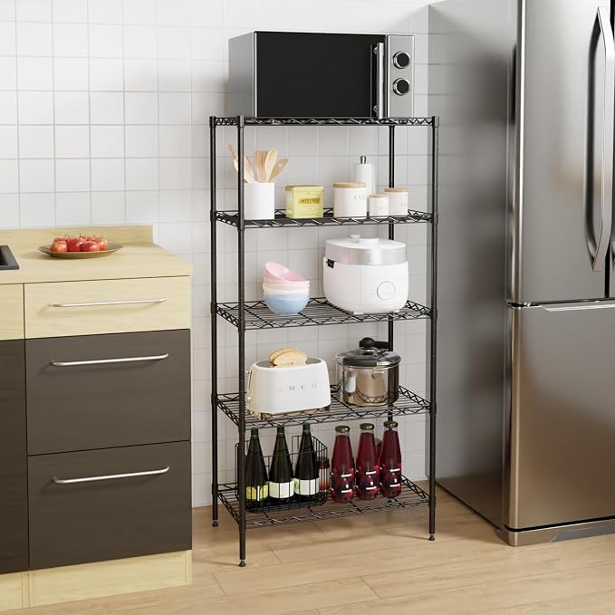 PayLessHere | 5-Tier Wire Shelf | 21"x11"x48" | Black | Adjustable Racks | - Image 8