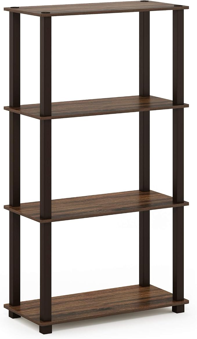 Furinno TURN-S-TUBE Storage Shelves, 4-Tier Book Shelf, Corner Shelf, Toolless - Image 7
