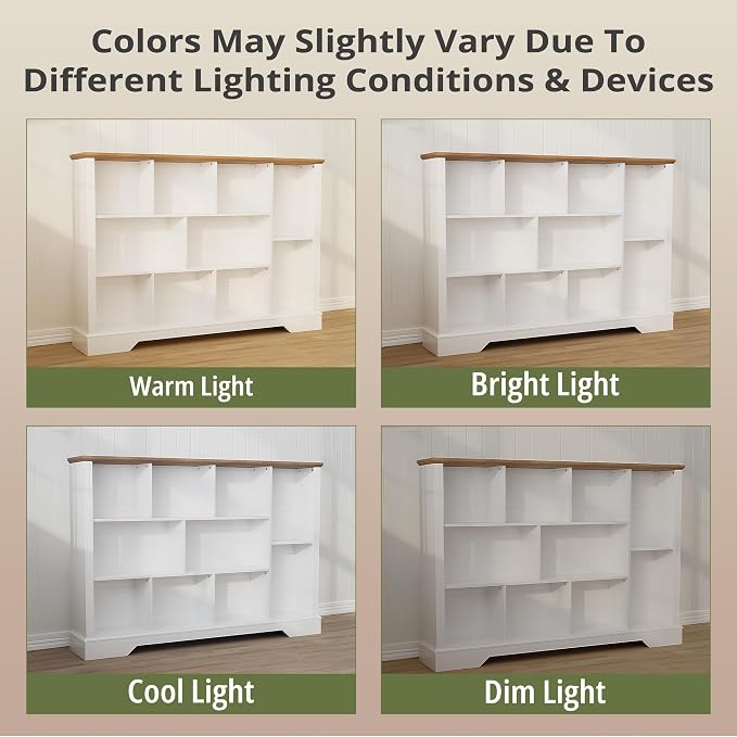 10 Cube Storage Bookcase, Modern 3-Tier Wooden Storage Organizer Open Bookshelf - Image 8