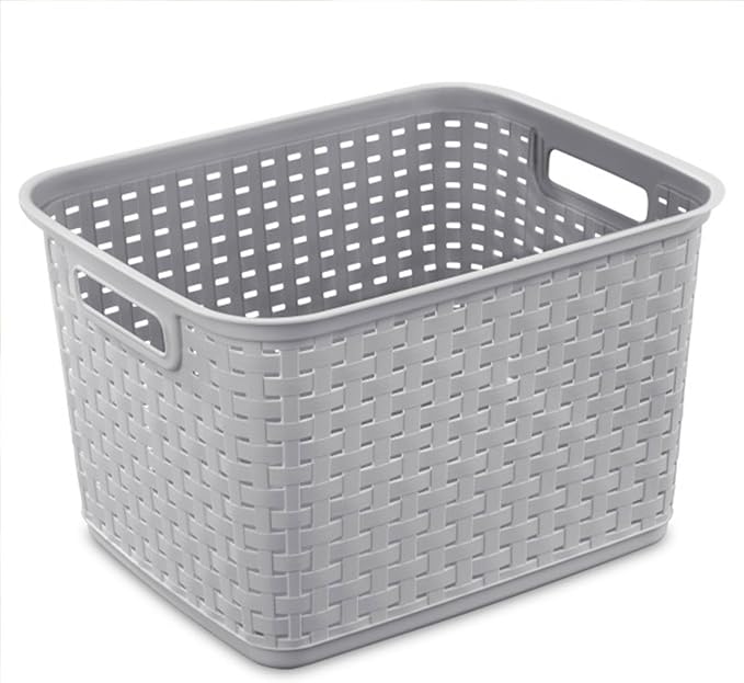 Sterilite 6-Pack Tall Weave Basket, Wicker-Style Plastic Open Storage Bin - Image 8