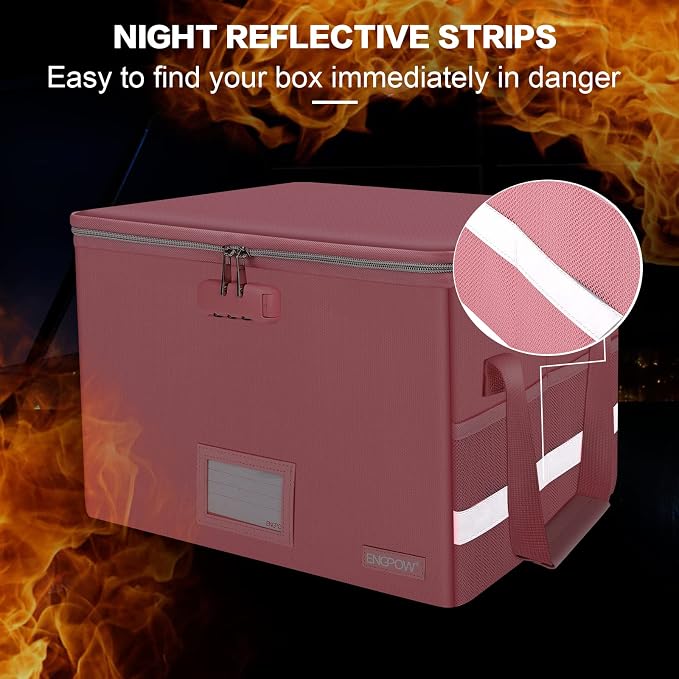 ENGPOW File Box with Lock, Fireproof Document Box with Zipper&Pockets, - Image 8