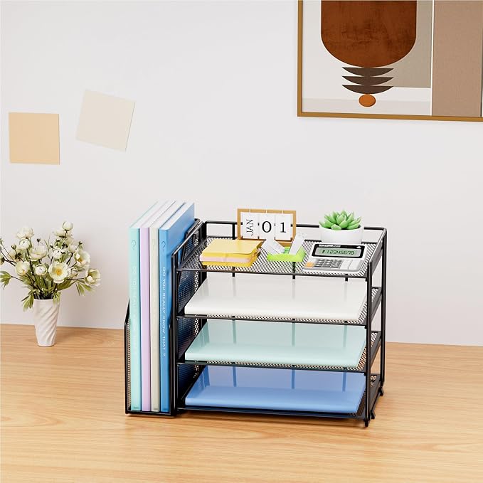Marbrasse Desk Organizer and Accessories,4-Tier Paper Letter Tray Organizer - Image 7