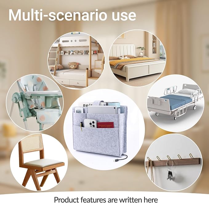 Seefoo Bed Caddy Organizer, Bunk Bed Shelf Caddy - Image 7