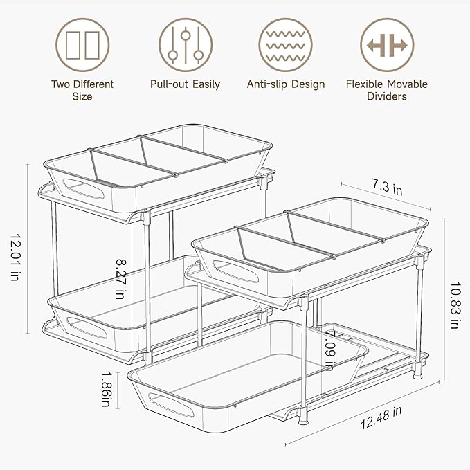 Sevenblue 2-Pack 2-Tier Under Sink Organizer - Image 6