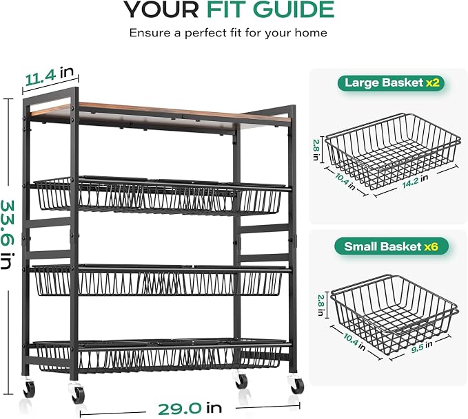 Cinati 4-Tier Utility Kitchen Cart - Image 7