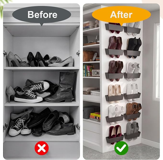 Novabright 12 Pack Wall Mounted Shoes Rack Storage - Image 6