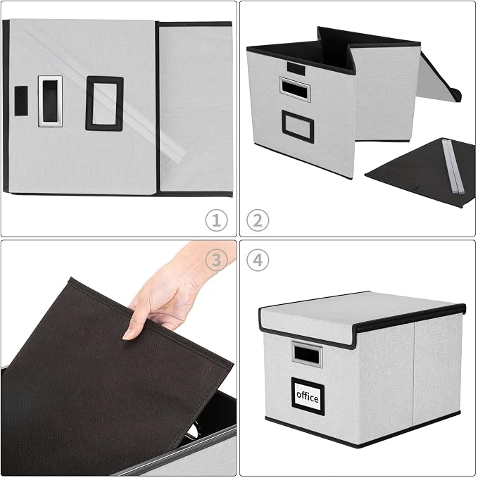 File Organizer Box with Lids, Collapsible File Folder Organizer | File Box with - Image 6