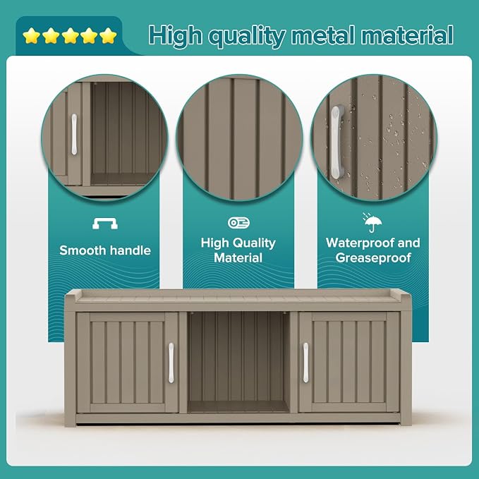 ROJIK Shoe Cabinet Waterproof UV-Resistant, Storage Bench Indoor Outdoor - Image 7