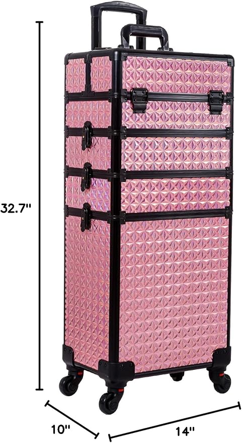 AROUS 5 in 1 Rolling Makeup Train Case Cosmetology Case on Wheels Large - Image 10