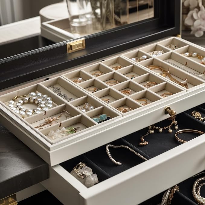 Highergo 8 Pcs Velvet Jewelry Trays Stackable Drawers Organizer Ring Earring - Image 6