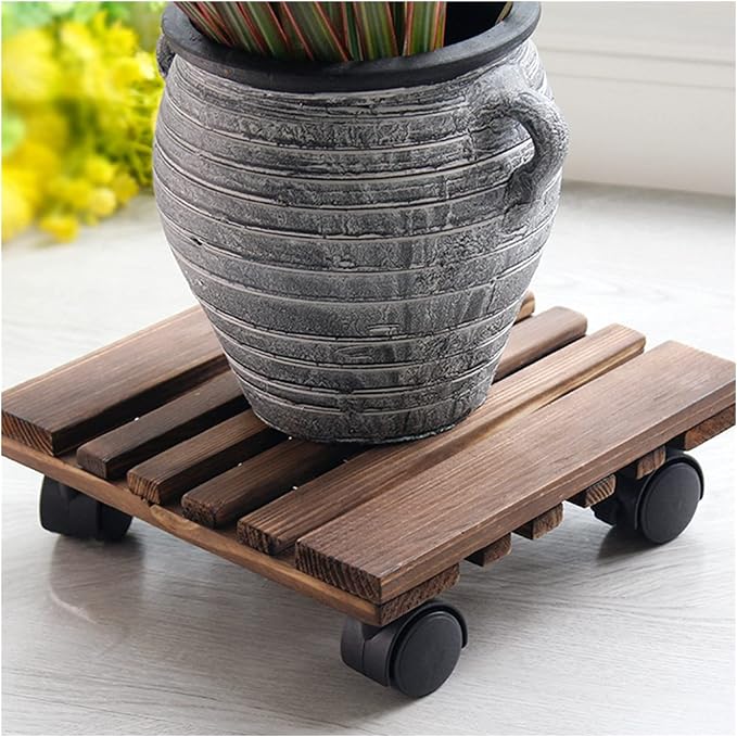Bonsai Display Stands Wooden Movable Potted Plant Square Flower Pot Stand - Image 6
