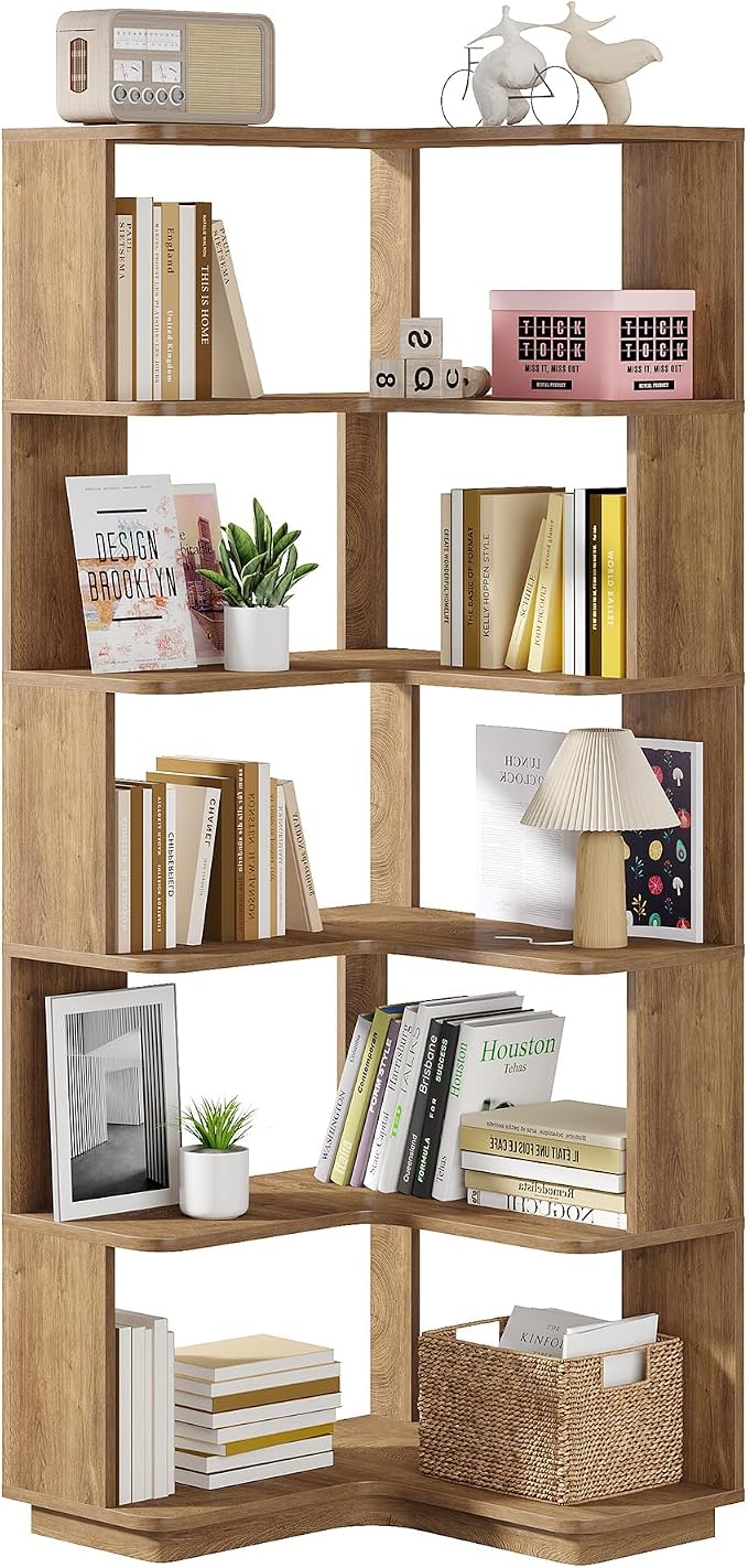 Tribesigns 6 Tier Corner Bookshelf, 64.9 Inches Tall L Shaped Bookcase - Image 9