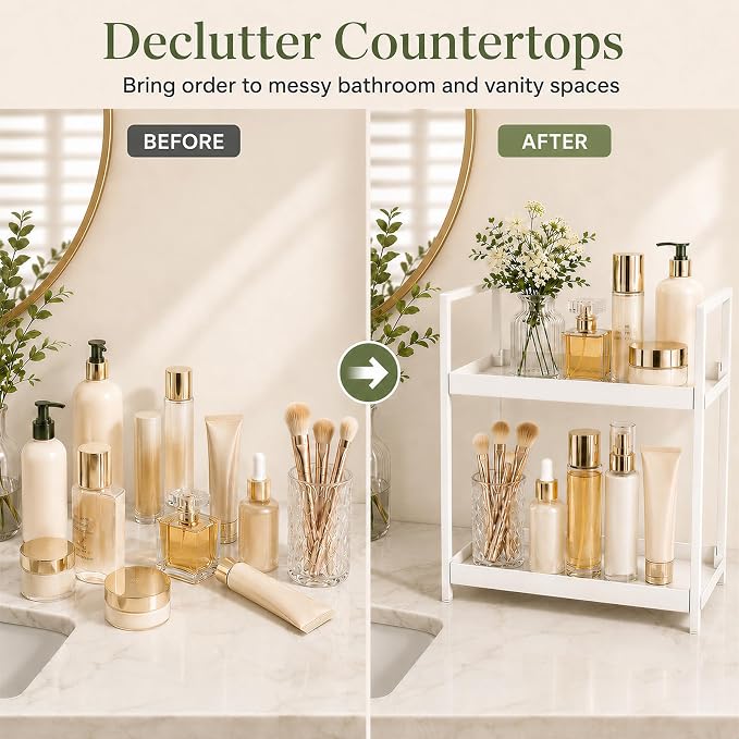 Bathroom Organizer Countertop, 2 Tier Counter Storage Shelf - Image 7