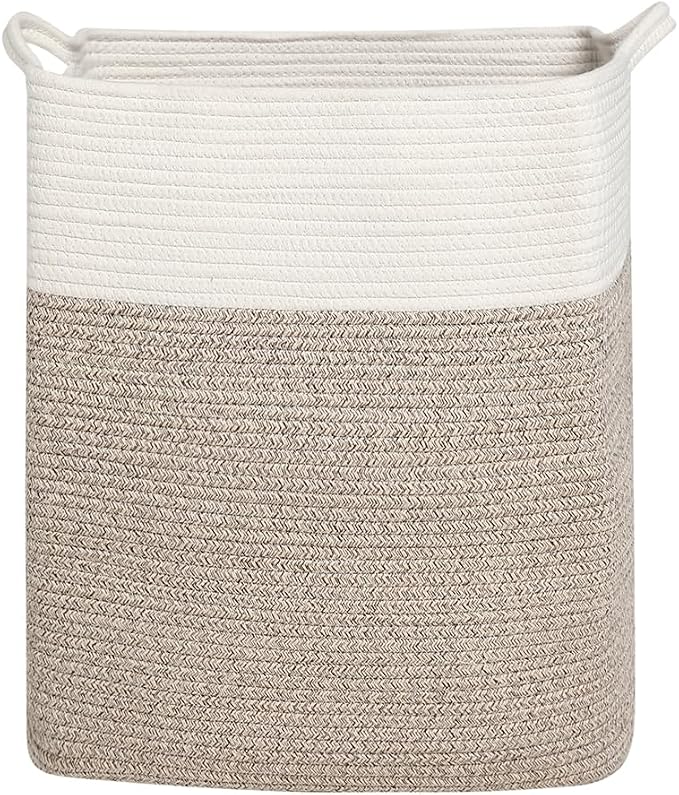 Tall Laundry Basket With Handles, Woven Cotton Rope Big Laundry Hamper Sorters - Image 7